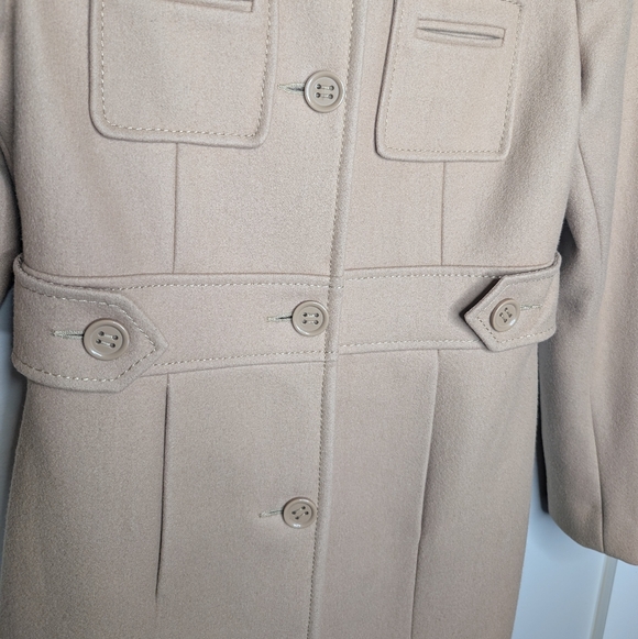 Kenneth Cole Reaction Wool Blend Y2K Minimalist Structured Classic Tan Coat 6 - Picture 4 of 7
